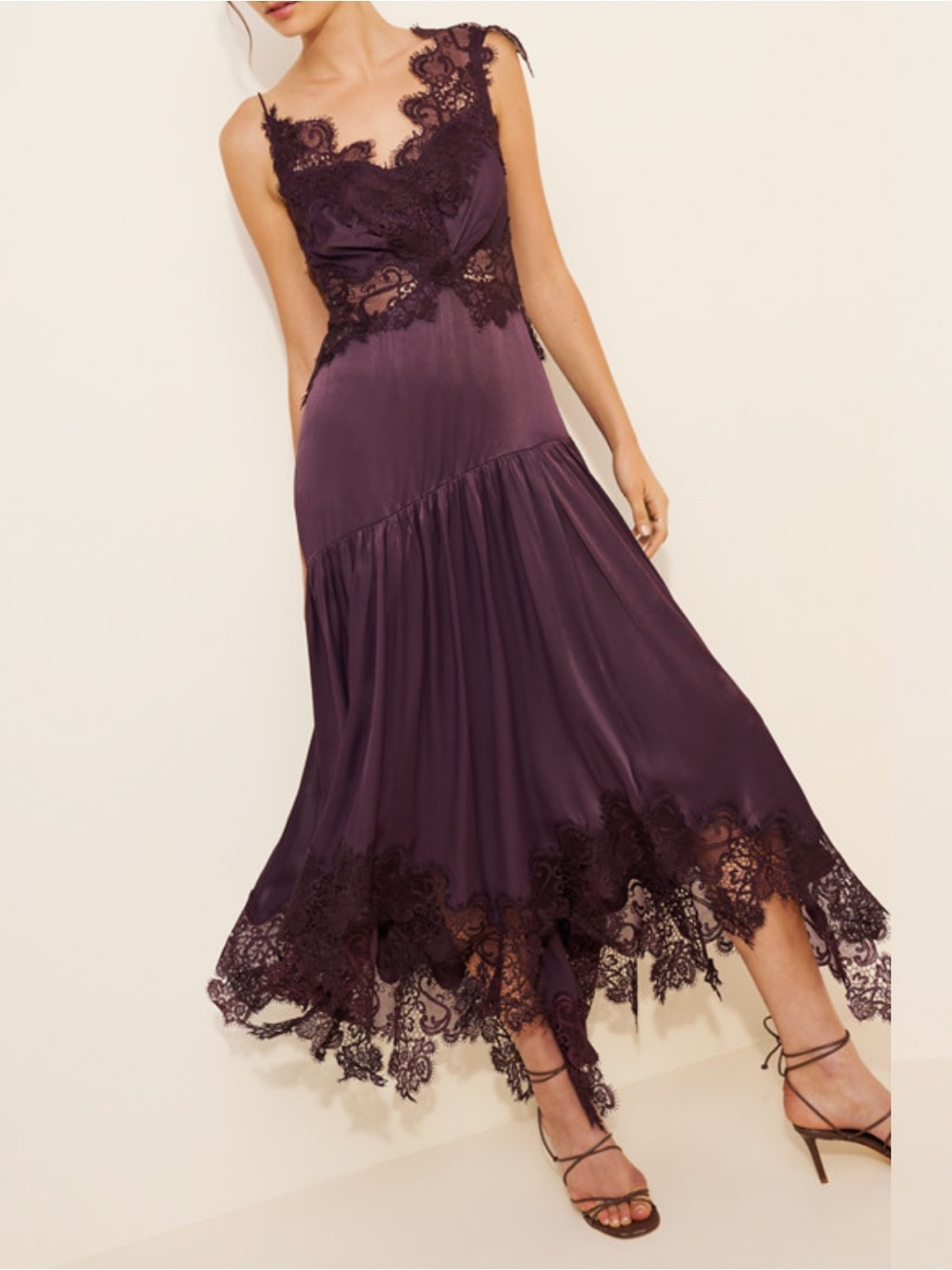 BHLDN Plum Lace High-Low Skirt